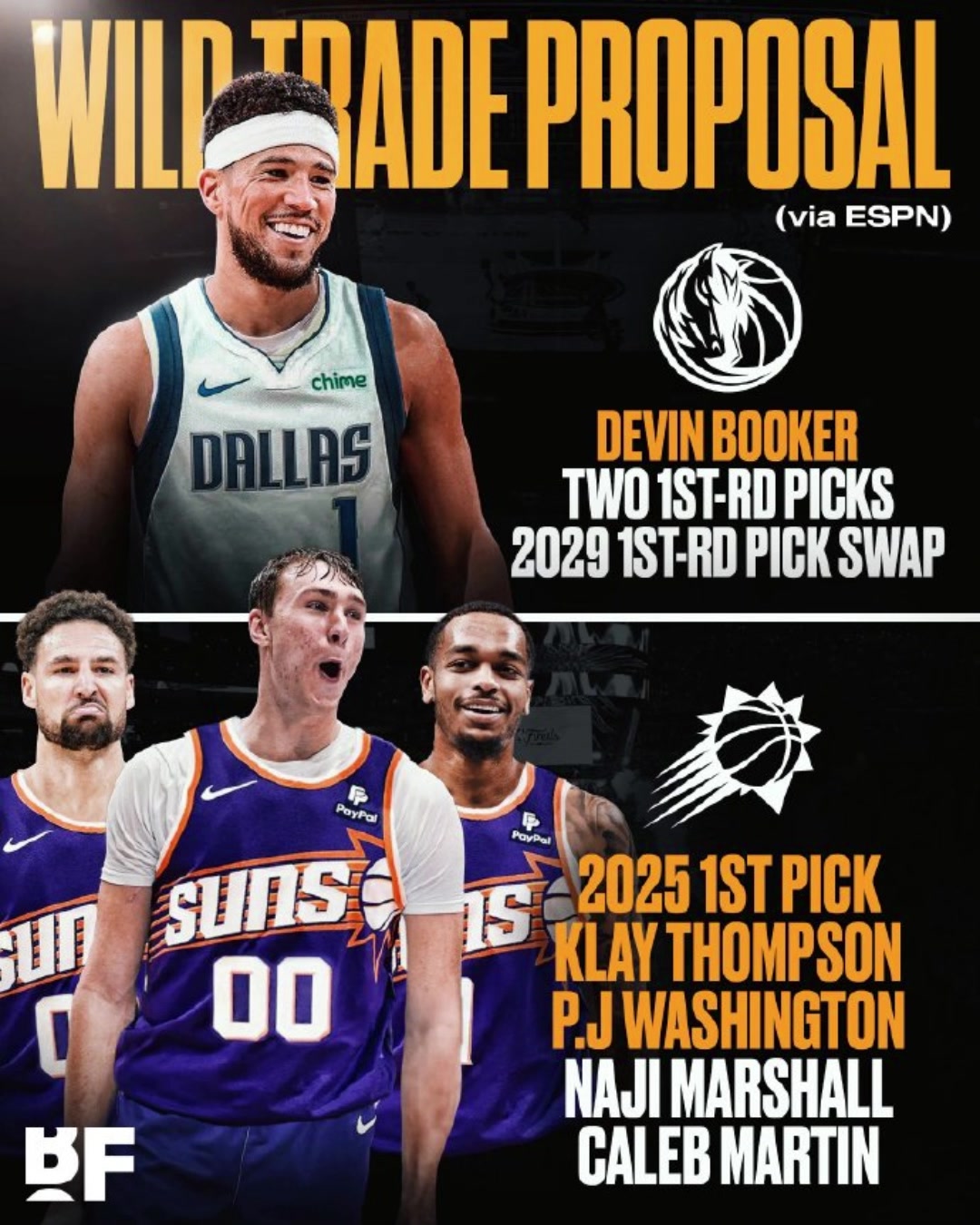 有搞头美媒交易方案独行侠出状元签克莱PJ从太阳换来布克