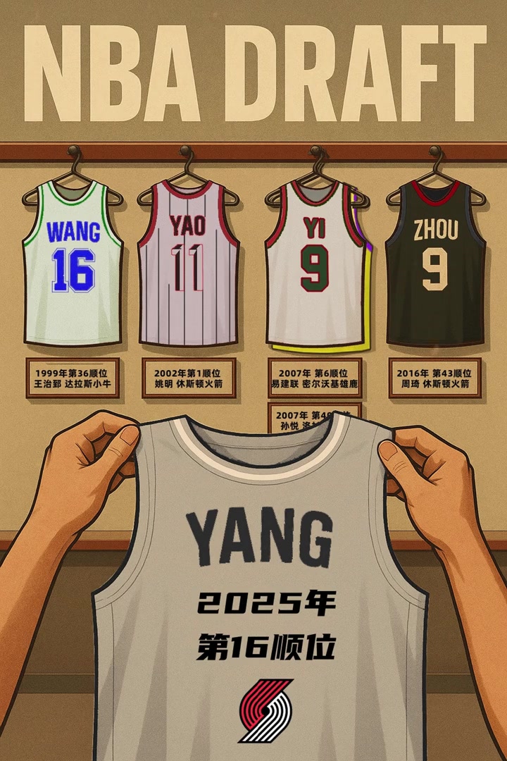 阿联之后最高顺位杨瀚森成为第6位被选中进入NBA的中国球员