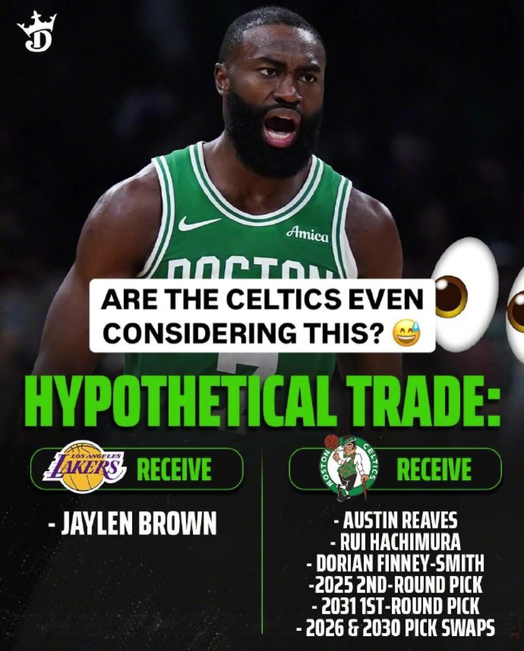 赚了吗美媒模拟湖人送出里夫斯八村DFS换来杰伦-布朗