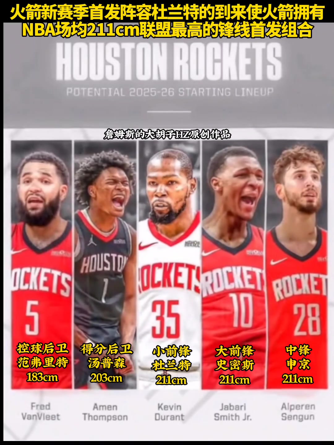 小贾也续约了火箭新赛季首发均2米11的联盟最高锋线组合啊