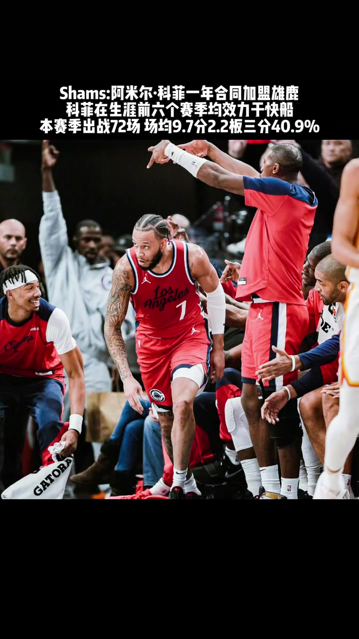 三分命中率40前快船球员科菲一年合同签约雄鹿