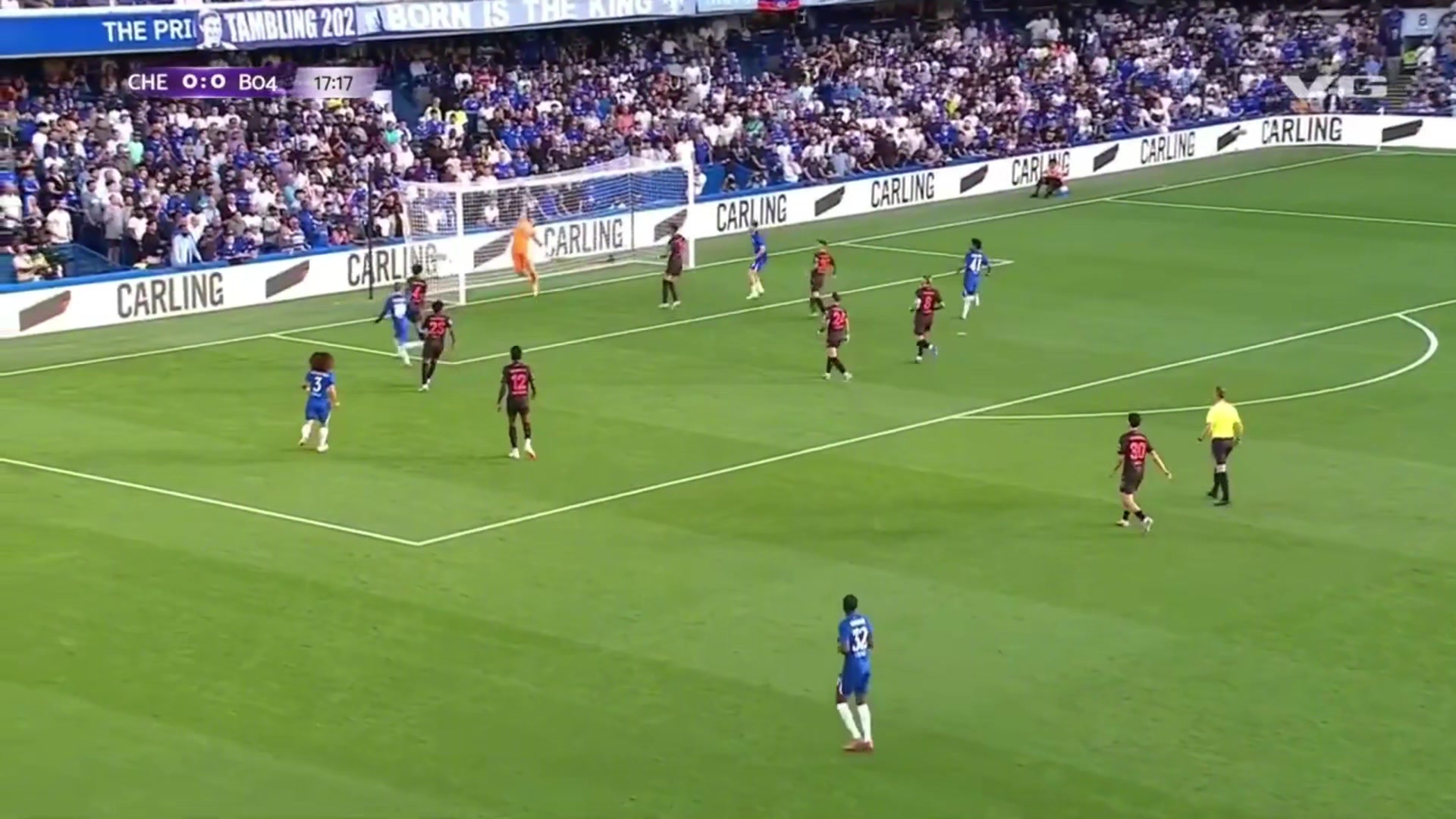 切尔西处子球帕尔默吊门击中门框埃斯特旺补射破门