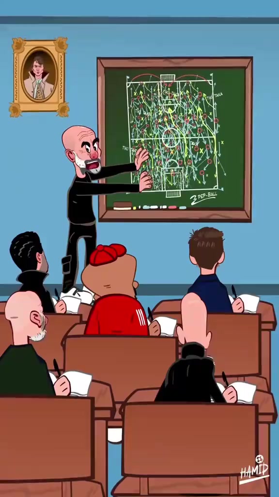 滕哈赫一如既往外网动画恶搞孔帕尼是瓜迪奥拉最出色的学生